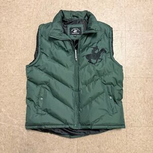 Beverly Hills Polo Club Mens Puffer Vest Embroidered Big Pony Polo Zip Green - L